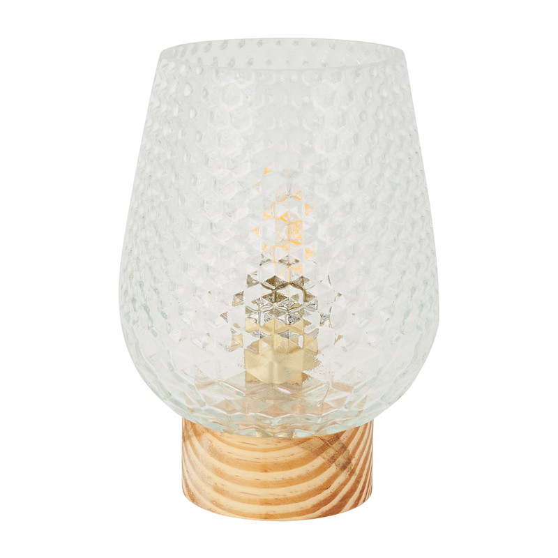 LED tafellamp glas - transparant - 12x17 cm