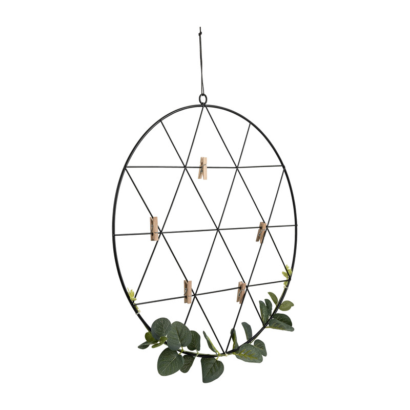 Decoratie rek met blaadjes - zwart - 40x0,3x42 cm