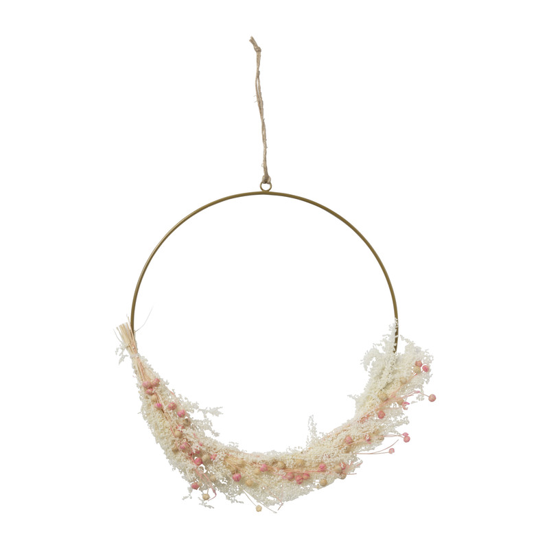 Ring met droogbloemen - naturel - 25 cm 