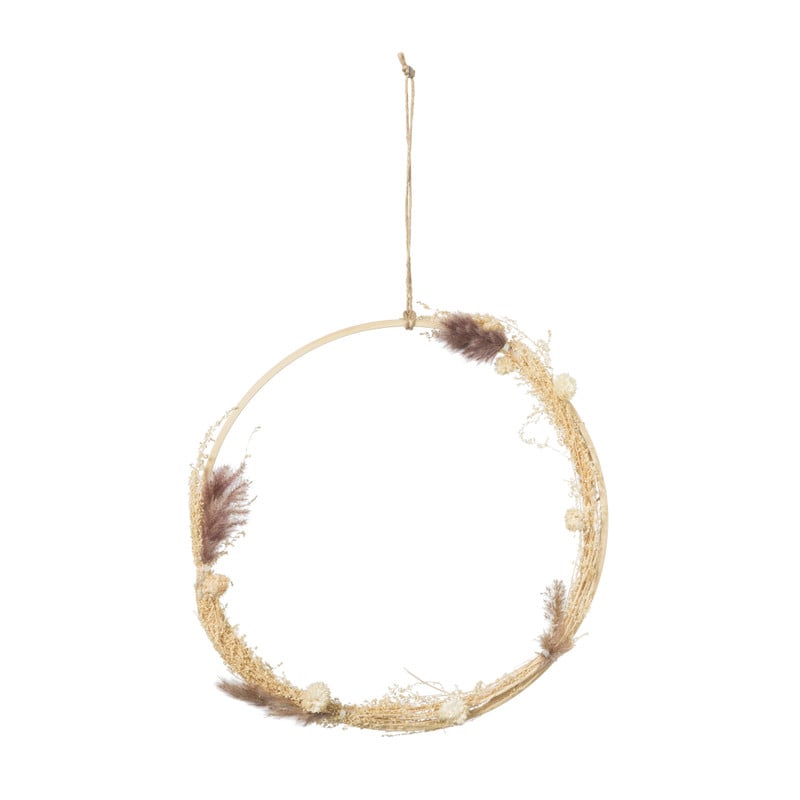 Decoratie ring bamboe - droogbloemen - ø30 cm
