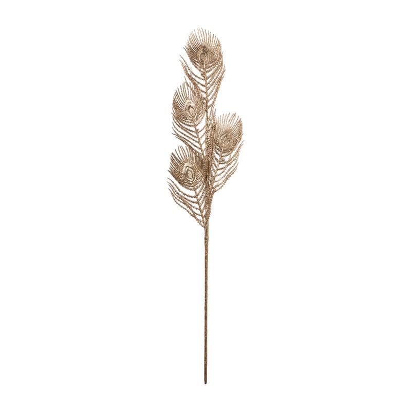 Pauwenveer - goudkleurig - 65 cm