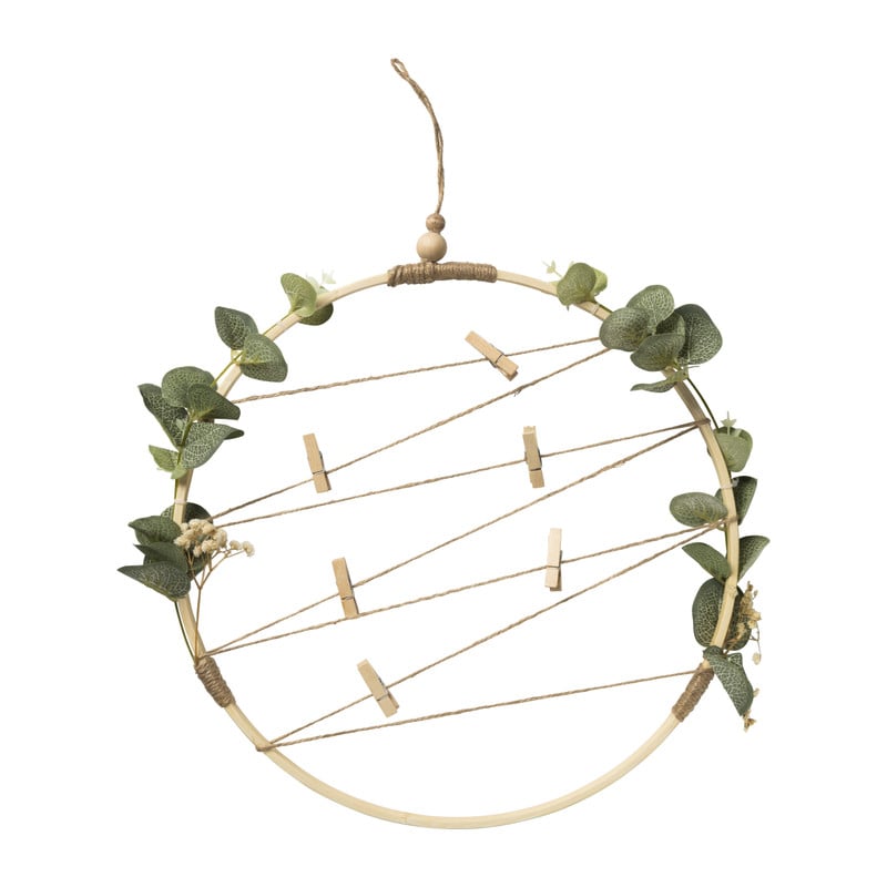 Decoratie ring met bladeren en knijpers - bamboe - ø34 cm 