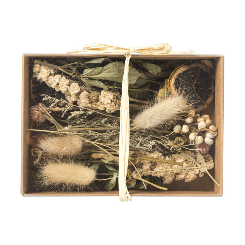 Doosje met droogbloemen - diverse varianten - 17x12x4,5 cm 