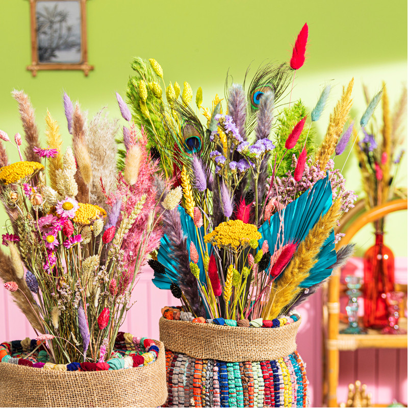 Boeket droogbloemen - vintage - 60 cm 