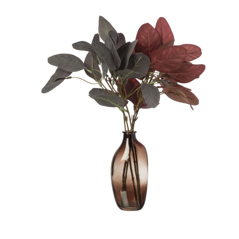 Kunsttak met bladeren - rood - 37 cm