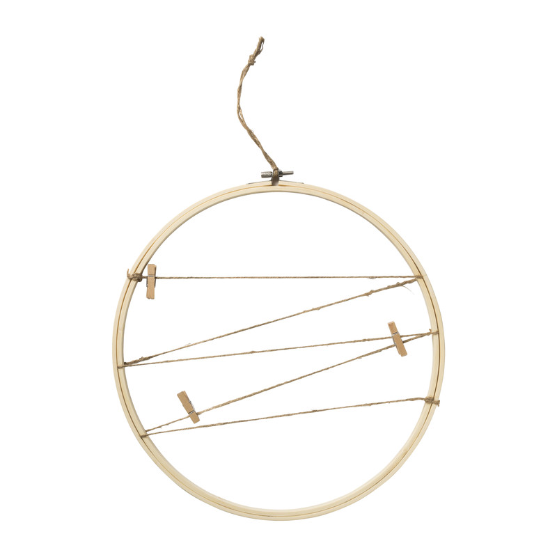 Decoratie ring met fotoknijpers - hout - 30x31x1 cm 
