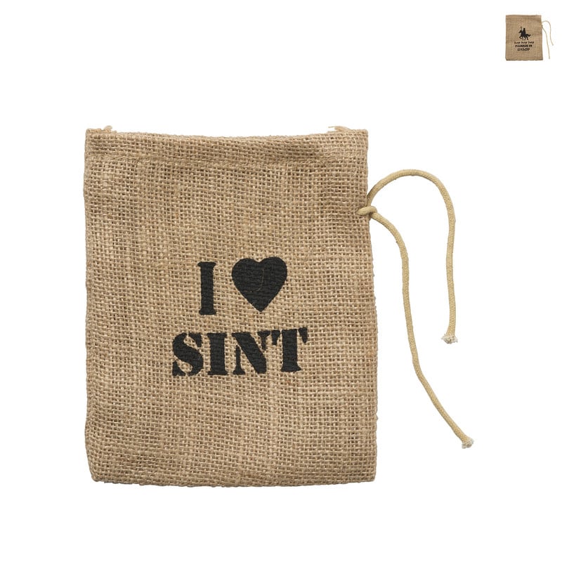 Jutezakje sint en piet - diverse varianten - 19x16 cm 