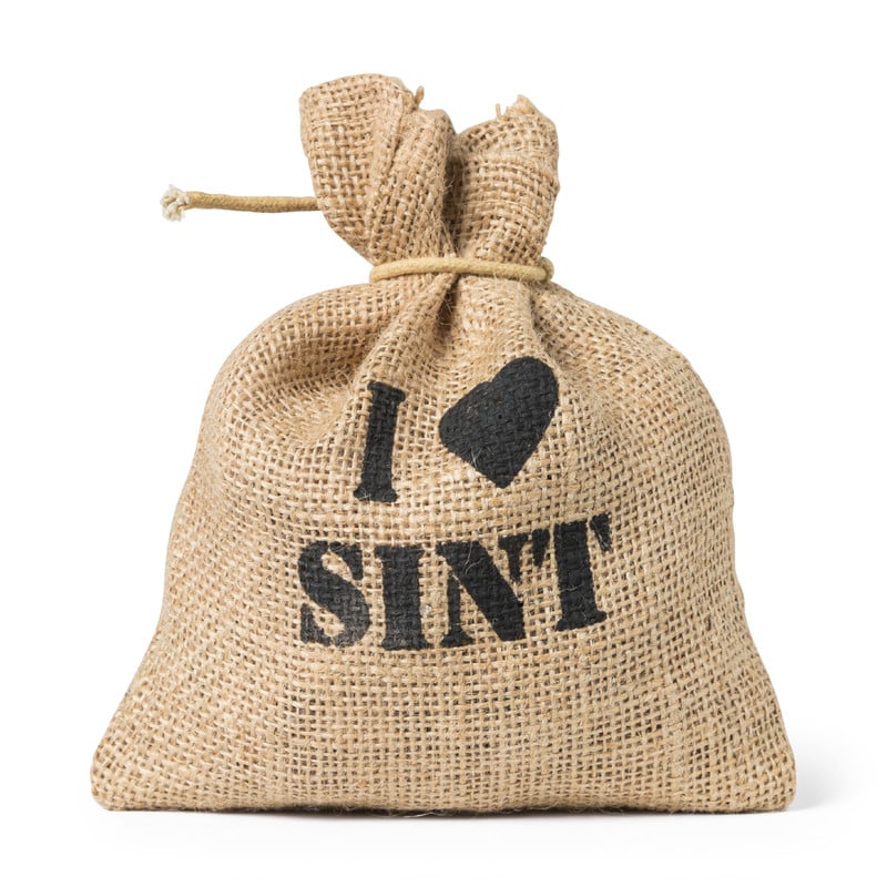 Jutezakje sint en piet - diverse varianten - 19x16 cm 