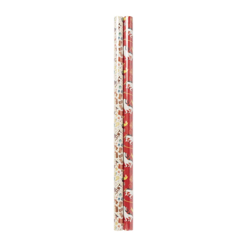 Cadeaupapier sint - rood - set van 2 - 300x70 cm 