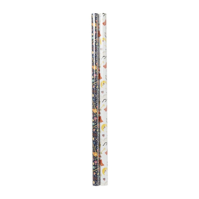 Cadeaupapier sint - blauw - set van 2 - 300x70 cm