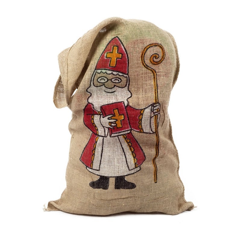 Jute Sinterklaas zak XXL met Sintopdruk 61x110 cm