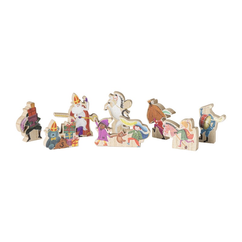 Houten poppetjes sint - multi - 30x17x2 cm