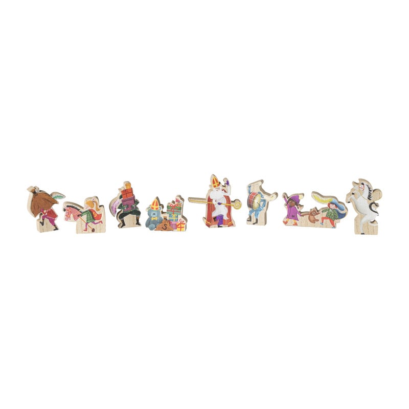 Houten poppetjes sint - multi - 30x17x2 cm