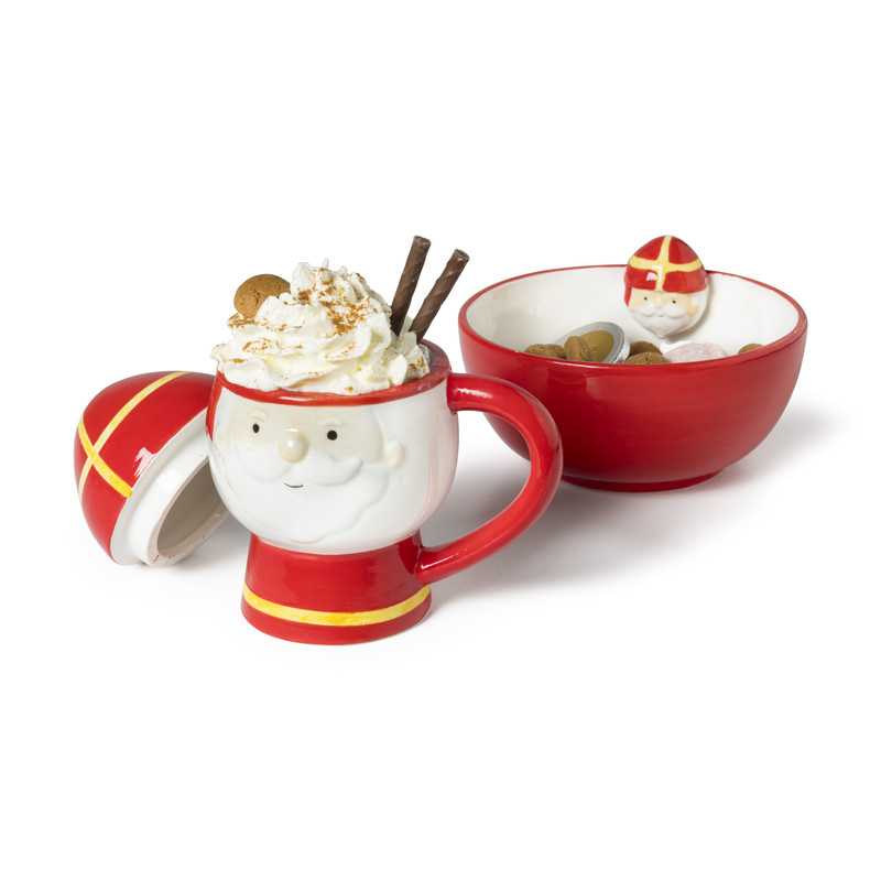 Sinterklaas schaaltje - rood/geel/wit - ø15x10 cm