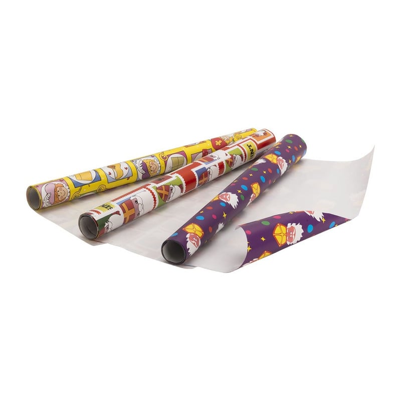Sintpapier 3 rollen - rood/roze/blauw