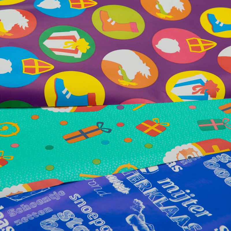 Inpakpapier Sinterklaas - set van 3