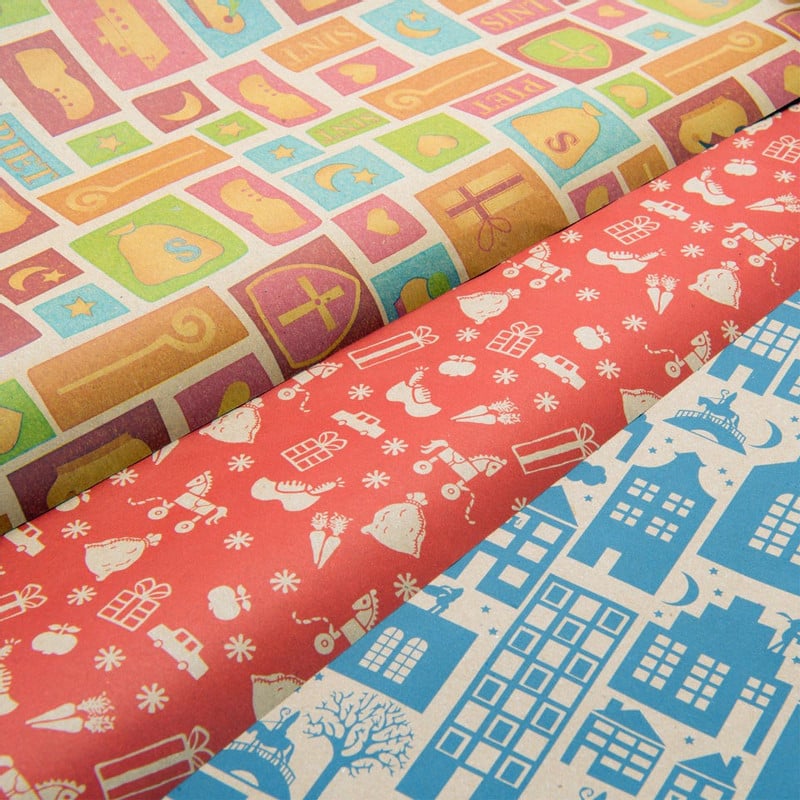 Inpakpapier - Sinterklaas - set van 3 - 3x 250x49 cm