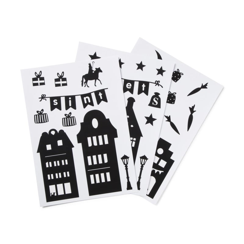 Raamstickers Sinterklaas - zwart - set van 3
