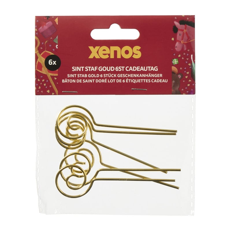 Cadeaulabels sint staf - goud - set van 6
