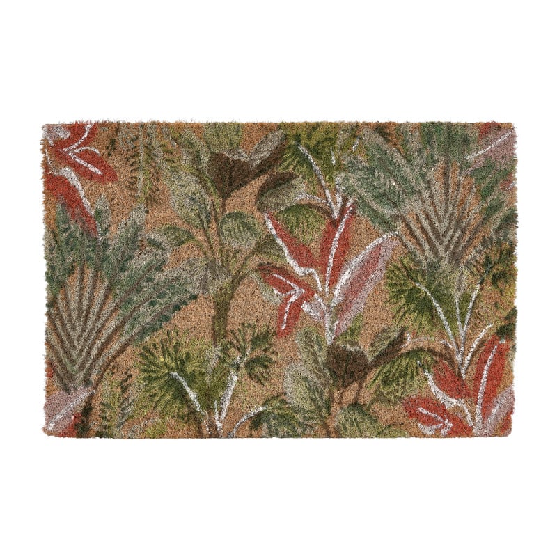Deurmat bloemenprint - groen/roze - 60x40 cm 