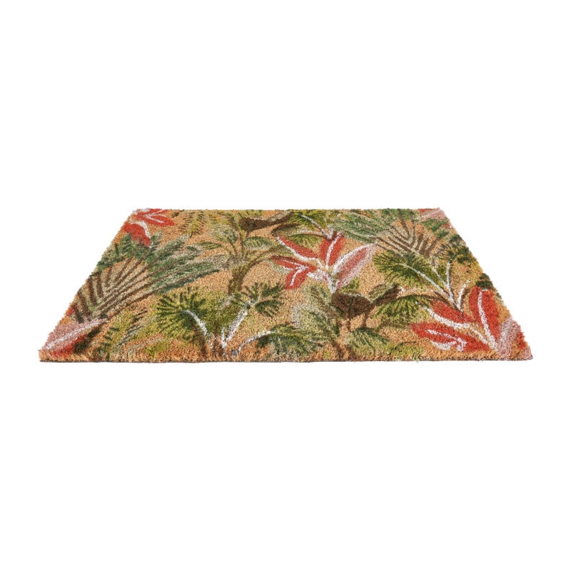 Deurmat bloemenprint - groen/roze - 60x40 cm 