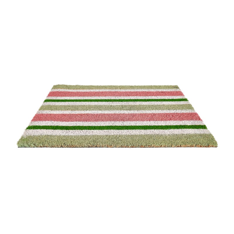 Deurmat gestreept - groen/roze - 60x40 cm