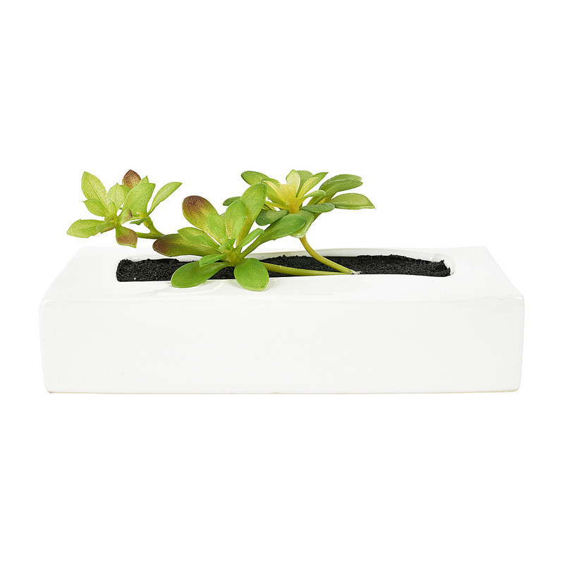Wandpot keramisch - wit - 24x10x12 cm