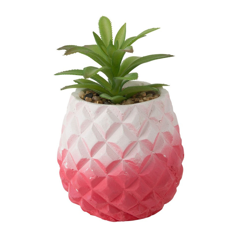 Ananaspot met plant - 10x15 cm - roze 
