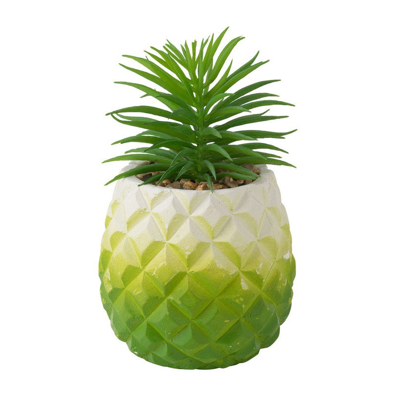 Ananaspot met plant - 10x15 cm - groen 