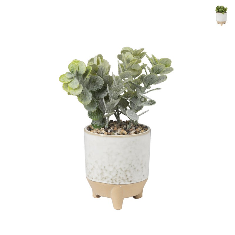Kunstplantje in keramiek potje - ⌀10x22 cm