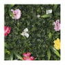 Wanddecoratie met kunstgras en bloemen - groen - 50x50 cm