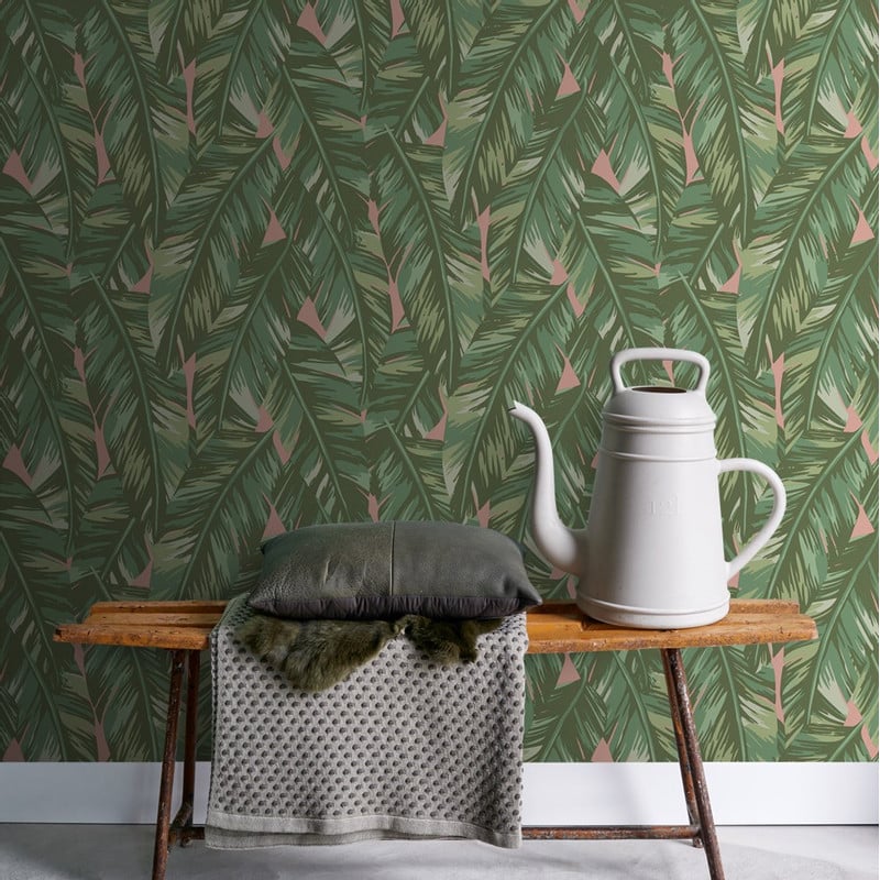 Behang tropische bladeren - groen 