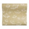 Behang bloemenprint - okergeel 