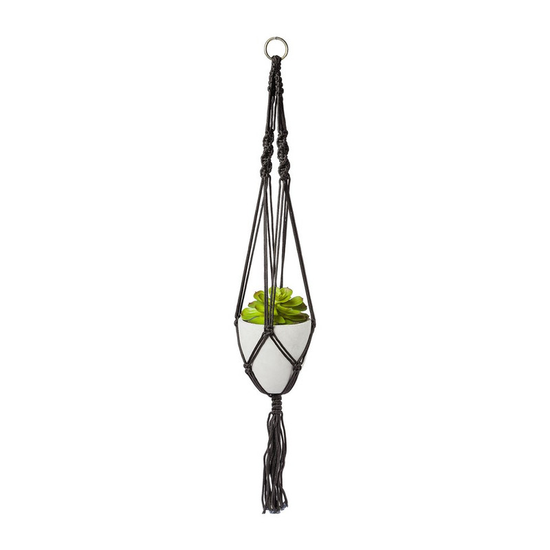 Plantenhanger macramé - zwart 