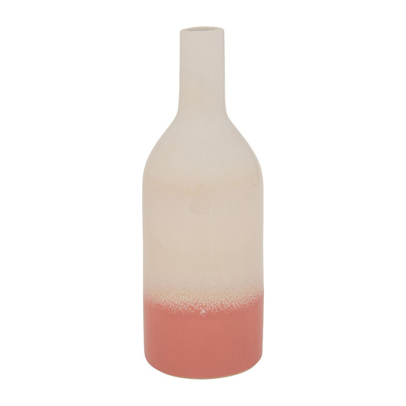 Vaasje fles - roze - 20 cm hoog
