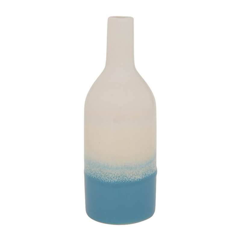 Vaasje fles - blauw - 20 cm hoog