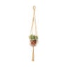 Macrame hanger met pot - 13x15x92 cm - oker
