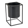 Metalen plantenpot - zwart - 11x11x16 cm 