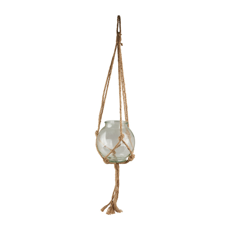 Plantenhanger glas macramé - 21x20 cm