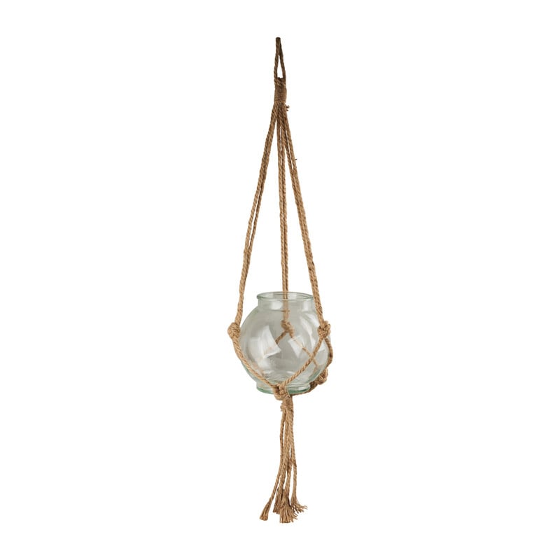 Plantenhanger glas macramé - 21x20 cm