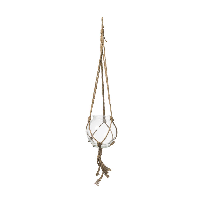 Plantenhanger glas macramé - 21x20 cm