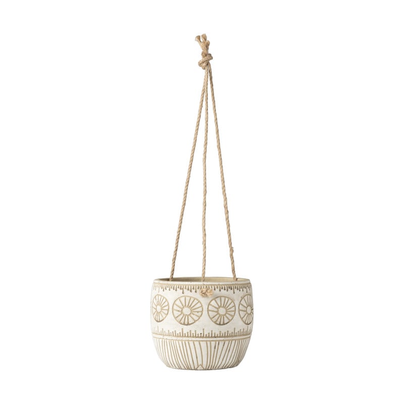 Azteken planthanger - wit - ⌀13.5x13 cm