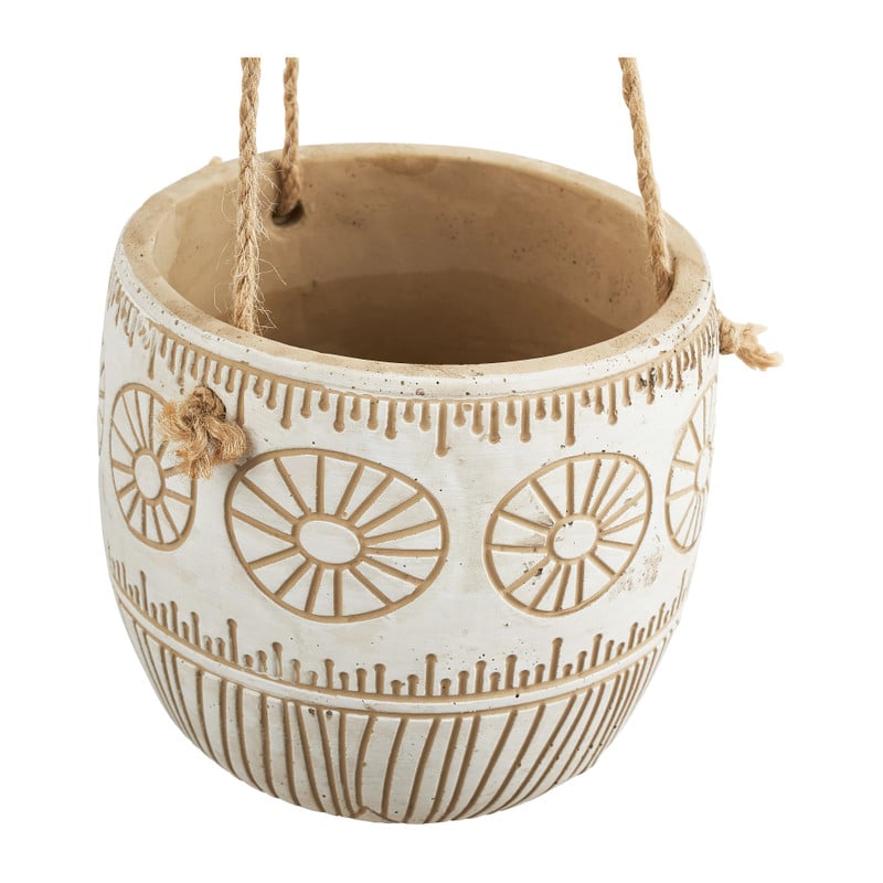 Azteken planthanger - wit - ⌀13.5x13 cm