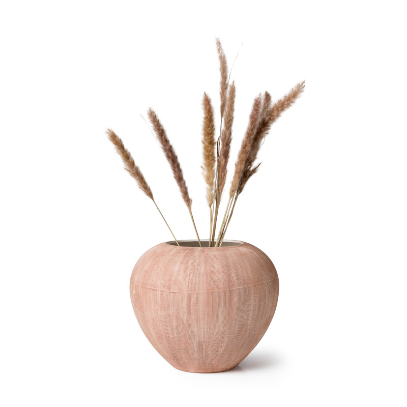 Keramische vaas - bol - roze - 31x31x25.5 cm