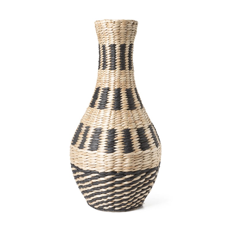Vaas gevlochten - naturel/zwart - ⌀27x55 cm 