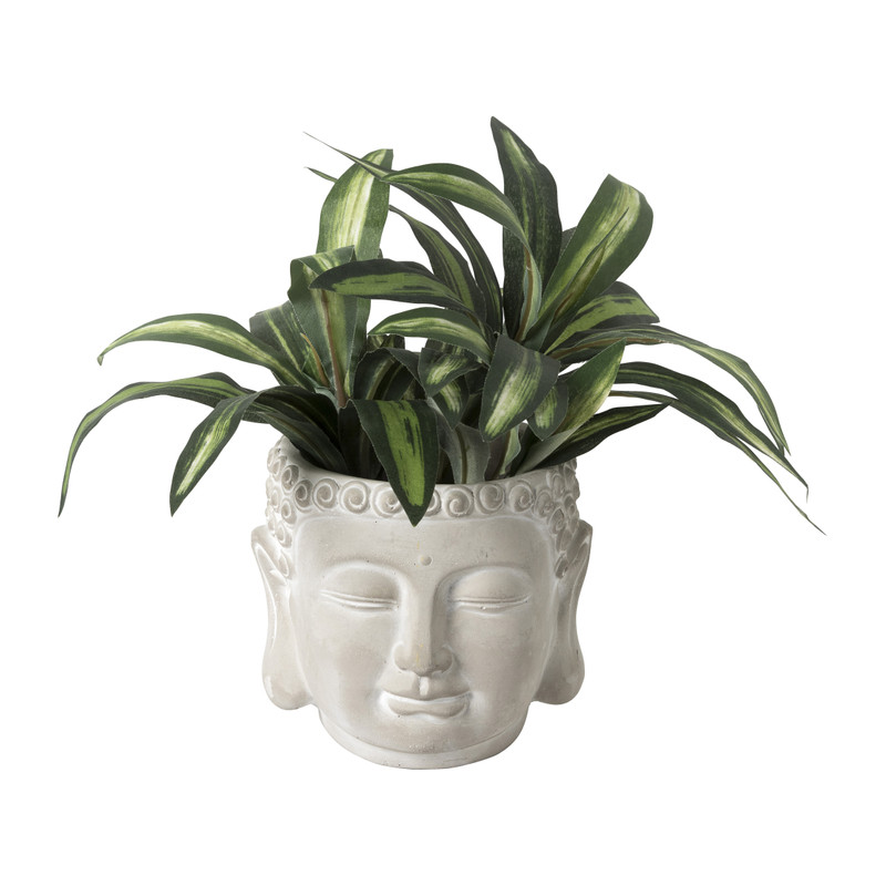 Plantenpot boeddha hoofd - cement - Ø14,5x13 cm