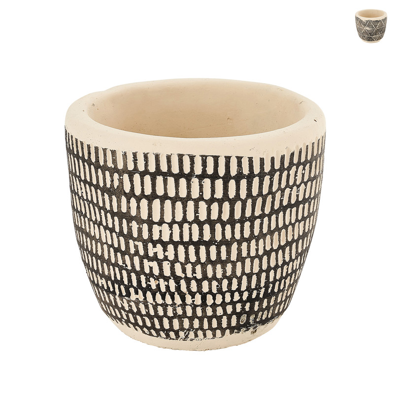 Plantenpot zwart/wit - diverse varianten - Ø11x10 cm