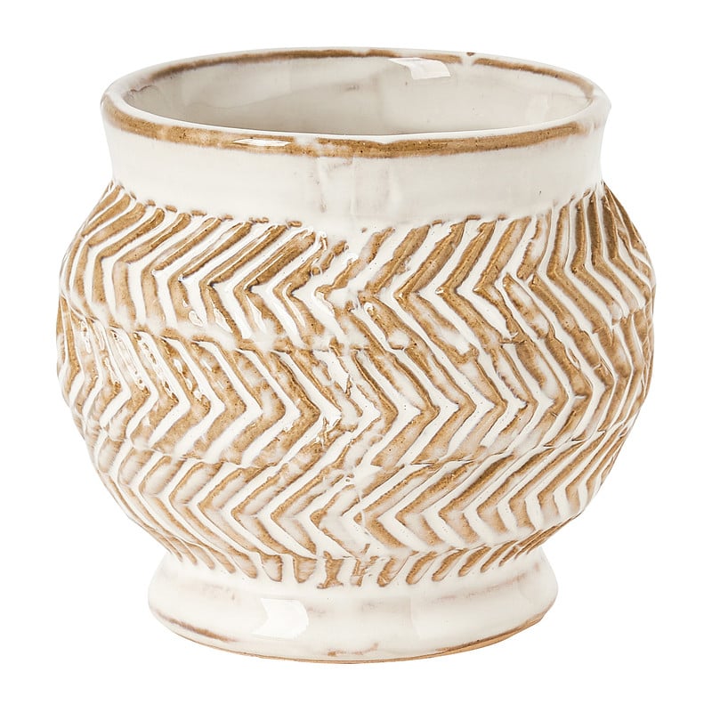 Plantenpot met reliëf- wit - klein - 9.5x8.3 cm