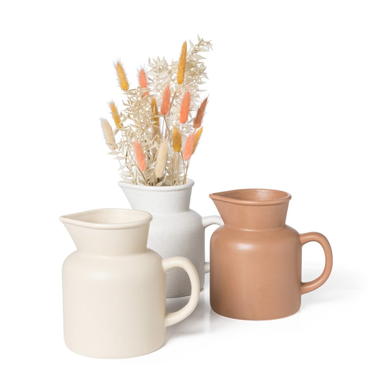 Vaas kruik - beige - 18.5x13.5x18 cm 