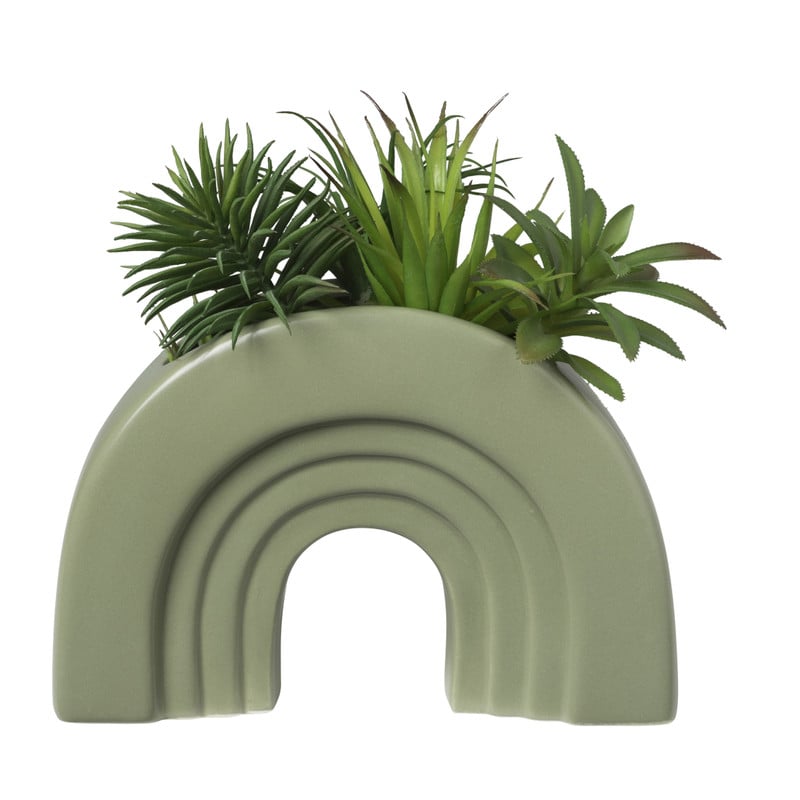 Vaas regenboog - groen - 22.5x15.7x6.8 cm 